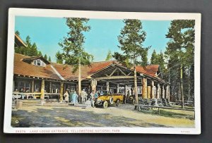 Mint Vintage Lake Lodge Entrance Yellowstone National Park 1920s Postcard