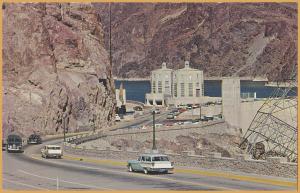 Hoover (Boulder) Dam, Arizona / Nevada - 1950's cars driving over dam