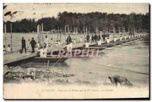 Old Postcard Army Avignon Bridge over the Rhone by the 7th Genie Parade