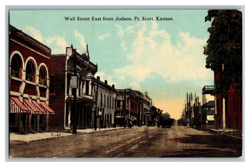 Postcard Wall Street East From Judson Ft. Scott KS Vintage Standard View Card 