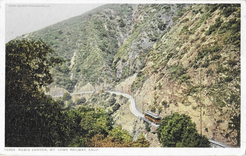 Rubio Canyon Mt Lowe Railway California Phostint Postcard