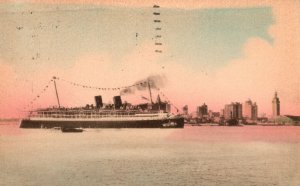 Vintage Postcard 1929 Miami Harbor Florida Ship Boat Sailing Motor Vessel FL