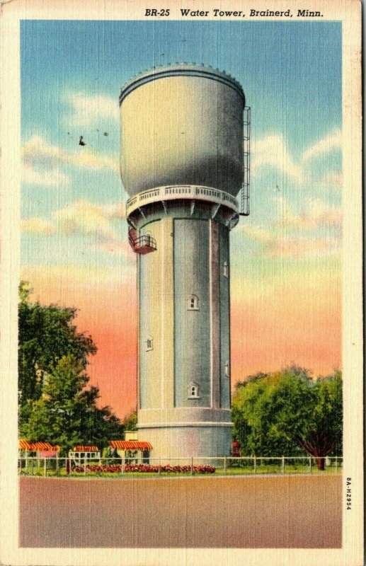 Brainerd Minnesota Water Tower MN c1950s Vtg postcard