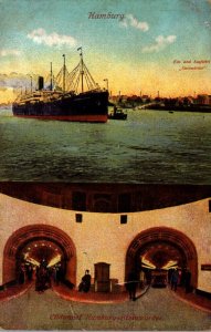 Germany Hamburg Harbor Scene and Tunnel 1913