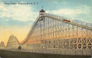 Brighton Beach NY Giant Roller Coaster Postcard