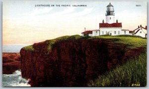 Vtg California CA Lighthouse on the Pacific 1910s View Old Unused Postcard