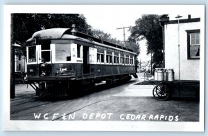 Cedar Rapids Iowa IA Postcard RPPC Photo W C F & N Depot Train c1910's Antique