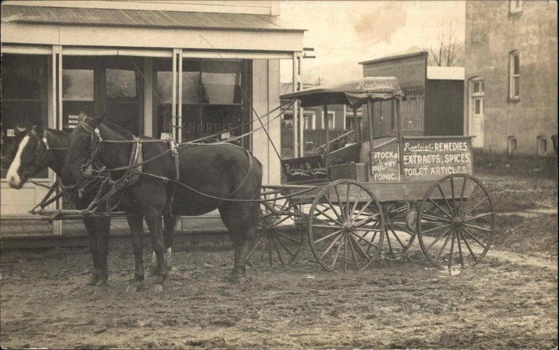 Oakland Oregon OR Horse Drawn Wagon Rawleigh Medical Remedies Atterbury  A+ RPPC