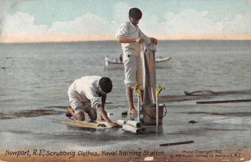 Newport Rhode Island Naval Training Station Scrubbing Clothes Postcard K93578