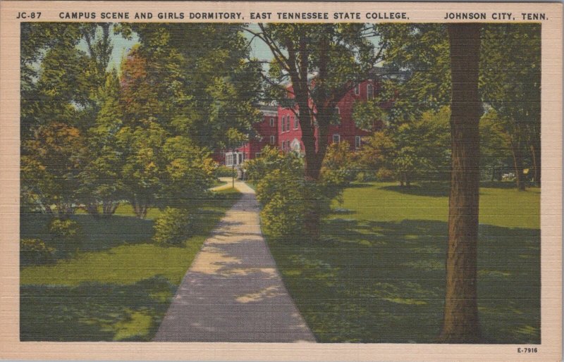 Postcard Campus Scene Girls Dorm East Tennessee State College Johnson City TN