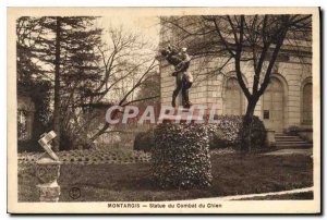 Old Postcard Montargis Dog Fight Statue
