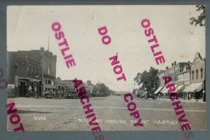 Hartley IOWA RPPC 1915 MAIN STREET nr Sheldon Everly Spencer Waterford Max IA