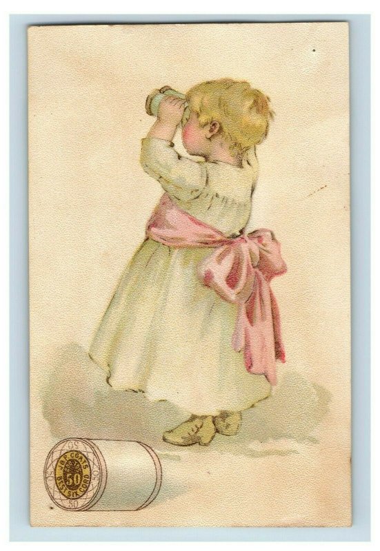 1870's Lovely J & P Coats Thread Spool Binoculars Victorian Trade Card P10