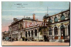 Old Postcard Landau Bahnhof station