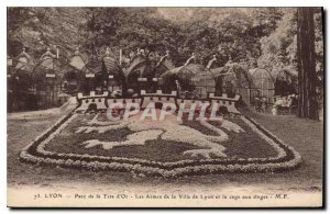 Old Postcard Lyon Parc de la Tete d'Or Arms of the City of Lyon and the Monke...