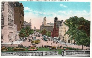 Vintage Postcard 1920's Pennsylvania Avenue Road Highway Washington D. C.