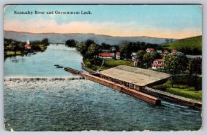 Kentucky River And Government Lock, Antique Postcard
