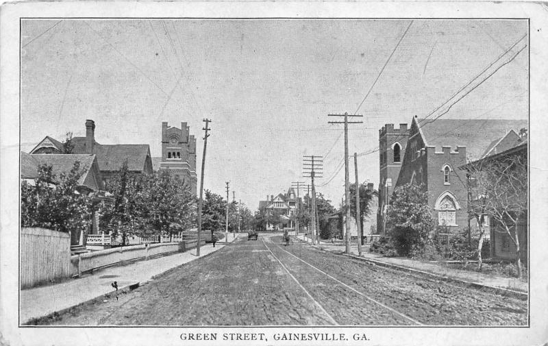 F33/ Gainesville Georgia Postcard Green Street 1912 Church Homes