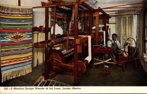Mexico Juarez A Mexican Zarape Weaver At His Loom Curteich
