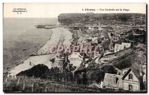 Old Postcard Fecamp Vue Generale on the Beach