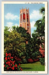 Singing Tower, Mountain Lake Sanctuary, Lake Wales FL, Vintage Linen Postcard #3