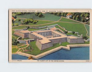 Postcard Fort Marion National Monument Aerial View St. Augustine Florida USA