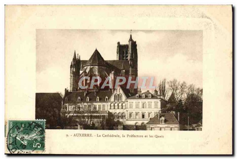 Old Postcard Auxerre The Cathedral and the Prefecture Quays