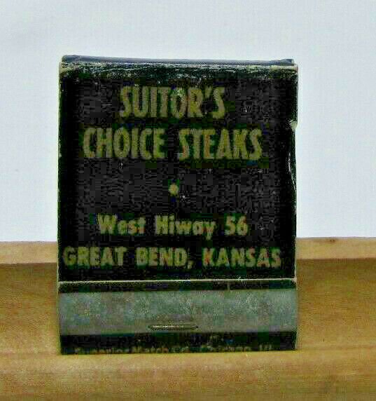 Suitor's Choice Steaks West Hiway 56 Great Bend Kansas Vintage Matchbook Cover