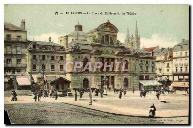 Angers Postcard Old Place of rallying the theater