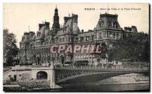 Old Postcard Paris City Hall and the d & # 39Arcole Bridge