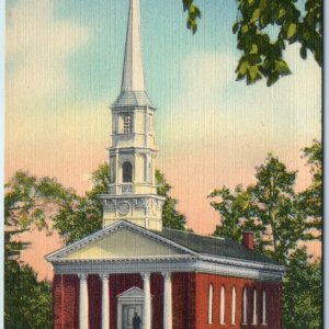 1945 Dearborn, MI Greenfield Village Chapel Martha Mary Linen Postcard PC A251