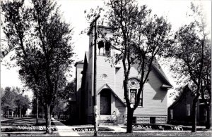 Real Photo Postcard First Baptist Church in Sibley, Iowa