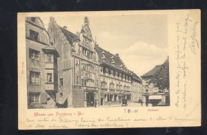 1900 GRUSS AUS FREIBURG BR. GERMANY DOWNTOWN STREET VINTAGE POSTCARD STAMP