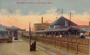 J76/ Brockton Massachusetts Postcard c1910 Campello Railroad Depot 305