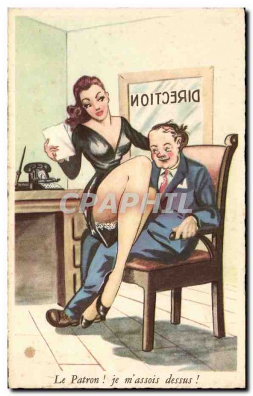 Humor - Illustration - The Boss - pinup - pin up - Old Postcard