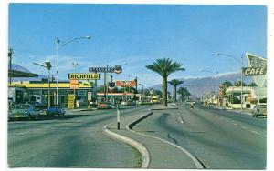 Highway 99 Street Scene Indio California 1966 postcard