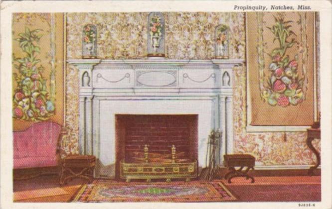 Mississippi Nathcez Propinquity Fireplace 1945 Curteich