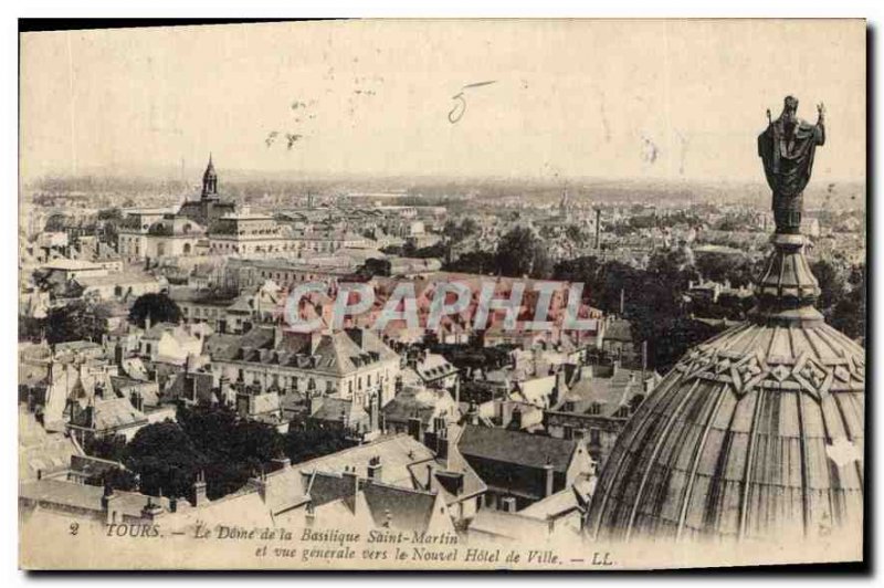 Postcard Old Tours The Dome of the Basilica of St. Martin and General view lo...