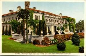 Vtg Henry E Huntington Library & Art Gallery San Marino California CA Postcard