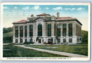 1921 Syracuse New York Postcard University Browne Hall Chemistry Building Posted