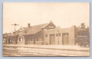 J94/ Cherryvale Kansas RPPC Postcard c1910 Santa Fe Railroad Depot  44