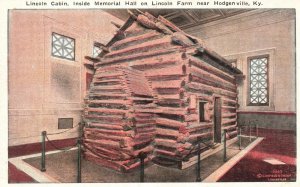 Vintage Postcard 1930's Lincoln Cabin Memorial Hall Farm Hodgenville Tennessee