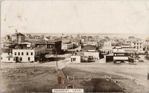 Herbert Saskatchewan Birdseye c1913 sent to Elbow SK RPPC Postcard H18 *as is