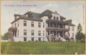 Stoughton, WIS., Old People's Home - Old People on stairs - 1910