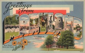 Vintage Postcard 1930s Greetings from Maryland State Capital Annapolis Black-eye