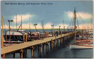 Old Saybrook Point Connecticut CT, 1957 Hull Harbor Marina, Boats, Postcard