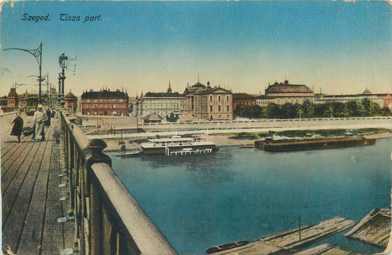 Hungary Szeged Tisza port Postcard