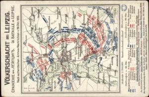MAP Volkerschlacht Bei Leipzig Germany c1910 Postcard