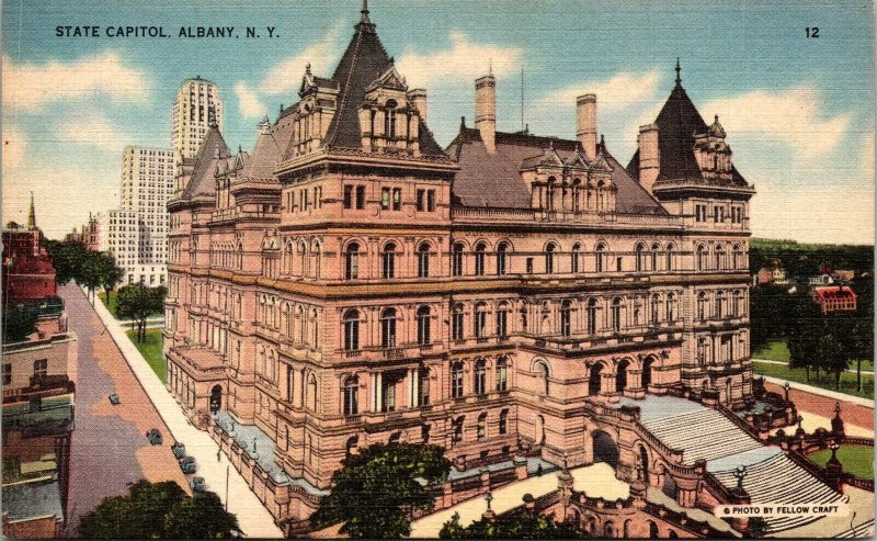 State Capitol Albany New York Linen Governor Black 1898 Divided Back Postcard