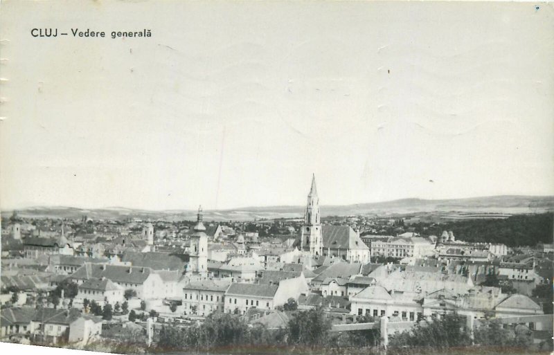 Romania RPR Postcard Cluj-Napoca panoramic view